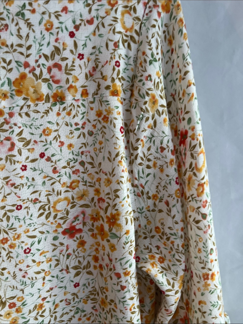 Rose & Thme Cream Floral V-Neck Ruffle Hem Blouse - Picture 15 of 16